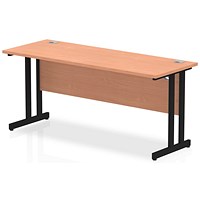 Impulse 1600mm Slim Rectangular Desk, Black Cantilever Leg, Beech