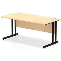 Impulse 1600mm Rectangular Desk, Black Cantilever Leg, Maple