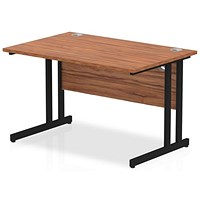 Impulse 1200mm Rectangular Desk, Black Cantilever Leg, Walnut