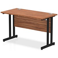 Impulse 1200mm Slim Rectangular Desk, Black Cantilever Leg, Walnut