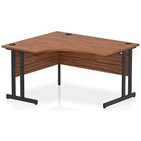 Impulse 1400mm Corner Desk, Left Hand, Black Cantilever Leg, Walnut