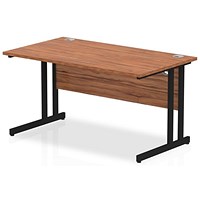 Impulse 1400mm Rectangular Desk, Black Cantilever Leg, Walnut