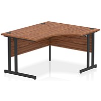 Impulse 1400mm Corner Desk, Right Hand, Black Cantilever Leg, Walnut