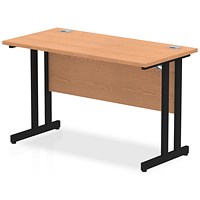 Impulse 1200mm Slim Rectangular Desk, Black Cantilever Leg, Oak