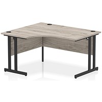 Impulse 1400mm Corner Desk, Left Hand, Black Cantilever Leg, Grey Oak