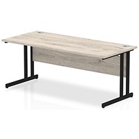 Impulse 1800mm Rectangular Desk, Black Cantilever Leg, Grey Oak