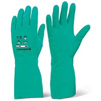 Beeswift Nitrile Rubber Chemical Gloves, Green, Size 8 Medium