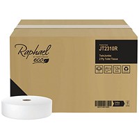 Raphael Twin Jumbo Toilet Roll, 2-Ply, 310m, White, Pack of 12