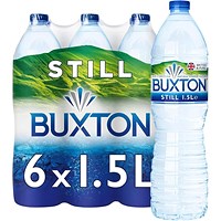 Buxton Still Natural Mineral Water, Plastic Bottles, 1.5 Litres, Pack of 6