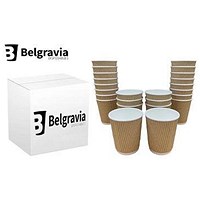 Belgravia Triple Walled Ripple Paper Cups, 8oz, Kraft, Pack of 25