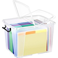 Strata Smart Box With Clip-On Folding Lid, 40 Litres, Clear