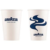 Lavazza Single Walled Cups, 12oz, White & Blue, Pack of 50