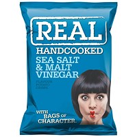 Real Crisps, Sea Salt & Malt Vinegar, 35g, Pack of 24