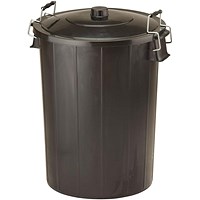 Strata Bin With Metal Clip Handles, 80 Litre, Black