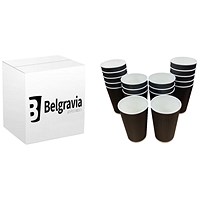 Belgravia Triple Walled Ripple Paper Cups, 16oz, Black, Pack of 25