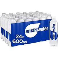 Glaceau Smartwater Still Water, Plastic Bottles, 600ml, Pack of 24