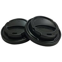 Belgravia Sip Through Lids, For 227-255ml Cups, Black, Pack of 50