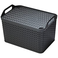 Strata Small Handy Basket With Lid, 8 Litres, Charcoal Grey