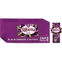 Ribena Ready to Drink Blackcurrant Fruit Juice, 250ml, Pack of 24