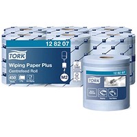 Tork M2 Centrefeed Wiping Paper Plus, 2-Ply, 194mmx157.5m, Blue, Pack of 6