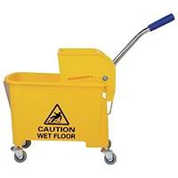 Yellow Colour Coded Wheeled Mop Bucket & Wringer, 17 Litre