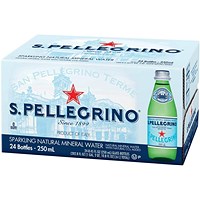 San Pellegrino Sparkling Water, Glass Bottles, 250ml, Pack of 24