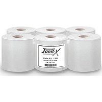 Janit-X Eco 2-Ply 100% Recycled Centrefeed Rolls, 150m, White, Pack of 6