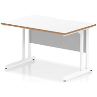 Oslo 1200 Scalloped and Wood Edge Rectangular Desk, Cantilever Legs, White