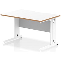 Oslo 1200 Scalloped and Wood Edge Rectangular Desk, Cable Managed Legs, White