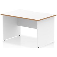 Oslo 1200 Scalloped and Wood Edge Rectangular Desk, Panel End Legs, White