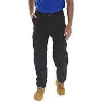 Beeswift Poly Cotton Work Trousers, Black, 34S