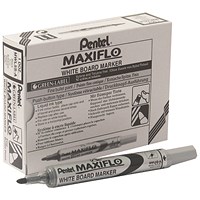 Pentel Maxiflo Whiteboard Marker Fine Black (Pack of 12)