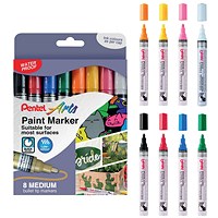 Pentel Paint Marker, Medium Bullet Tip, Assorted, Pack of 8