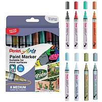 Pentel Paint Marker, Medium Bullet Tip, Assorted Metallic, Pack of 8