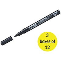 Pentel N50S Permanent Bullet Marker Fine Black (Pack of 12) - 3 Pack Saver Bundle