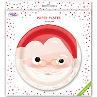 Pukka Party Christmas Santa Design Paper Plates, 9 inch, Pack of 8