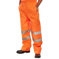 Beeswift Padded Thermal Lined Hi-Vis Rain Trousers, Orange, 3XL