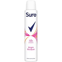 Sure Womens Bright Bouquet Anti-Perspirant 48h Deodrant Aerosol, 200ml, Pack of 6