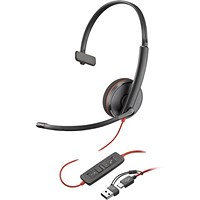 Poly Blackwire 3210 Monaural UC USB-C/A Headset 8X214AA