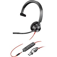 Poly Blackwire 3315 Monaural MS 3.5mm + USB-C/A Headset 8X218AA