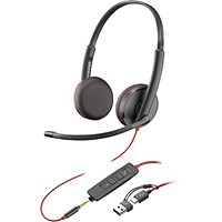 Poly Blackwire 3225 Stereo UC 3.5mm + USB-C/A Headset 8X229AA