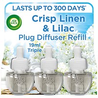 Air Wick Liquid Electric Plug Diffuser Refill Triple Pack, 19ml, Crisp Linen/Lilac, Pack of 5