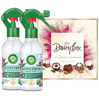 Buy 2 Air Wick Active Fresh Room Spray Eucalyptus and Fressia 237ml + FOC Dairy Box Chocolates