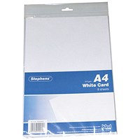 Stephens A4 Coloured Card, White, 210gsm, Pack of 80 Sheets Stephens A4 Coloured Card, White, 210gsm, Pack of 80 Sheets