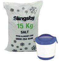 Handheld Salt Spreader Kit with 15kg De-icing Salt, 4kg, Blue