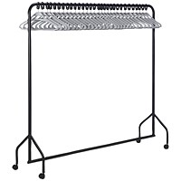 VFM Black Garment Rail With 30 Grey Hangers