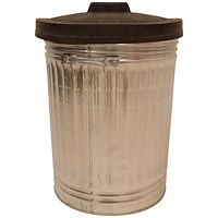 Galvanised Dustbin with Rubber Lid, 90 Litre, Silver