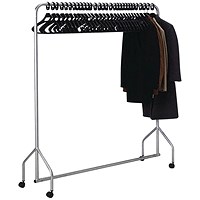 Silver Garment Hanging Rail With 30 Hangers