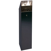 Black Hooded Top Cigarette Ash Tower Bin, 6.6 Litre, Black