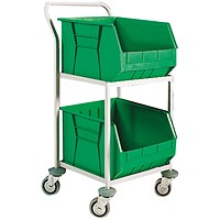 Green Mobile Storage Trolley c/w 2 Bins 321291